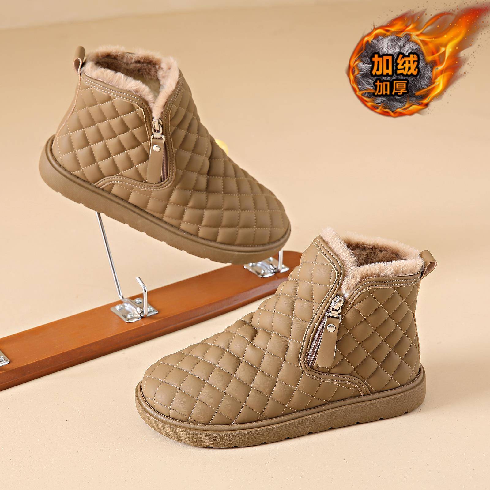 雪地靴女皮毛一体雪地棉短款加绒短靴2025年冬季新款加厚保暖棉鞋