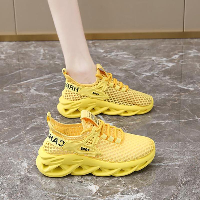 椰子运动鞋女款2025新款夏季透气镂空大网眼跑步鞋厚底网面网鞋女