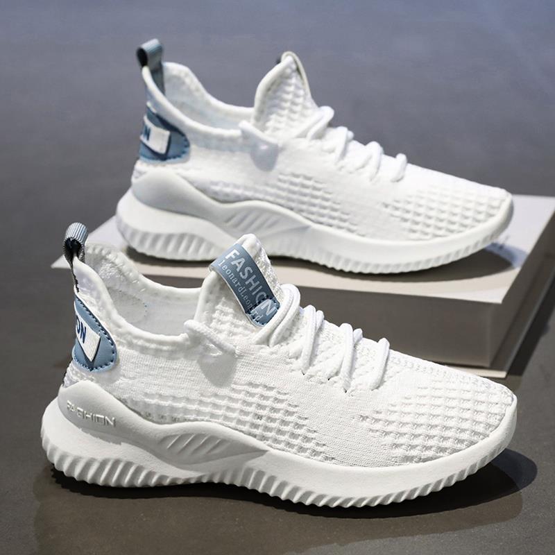 男童小白鞋夏季2025新款儿童运动椰子鞋网面透气大童飞织男孩白色