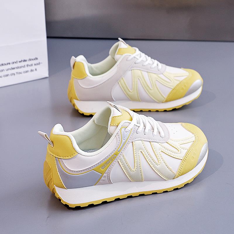 女鞋2025新款秋季真皮休闲运动鞋轻便防滑跑步鞋显脚小百搭老爹鞋