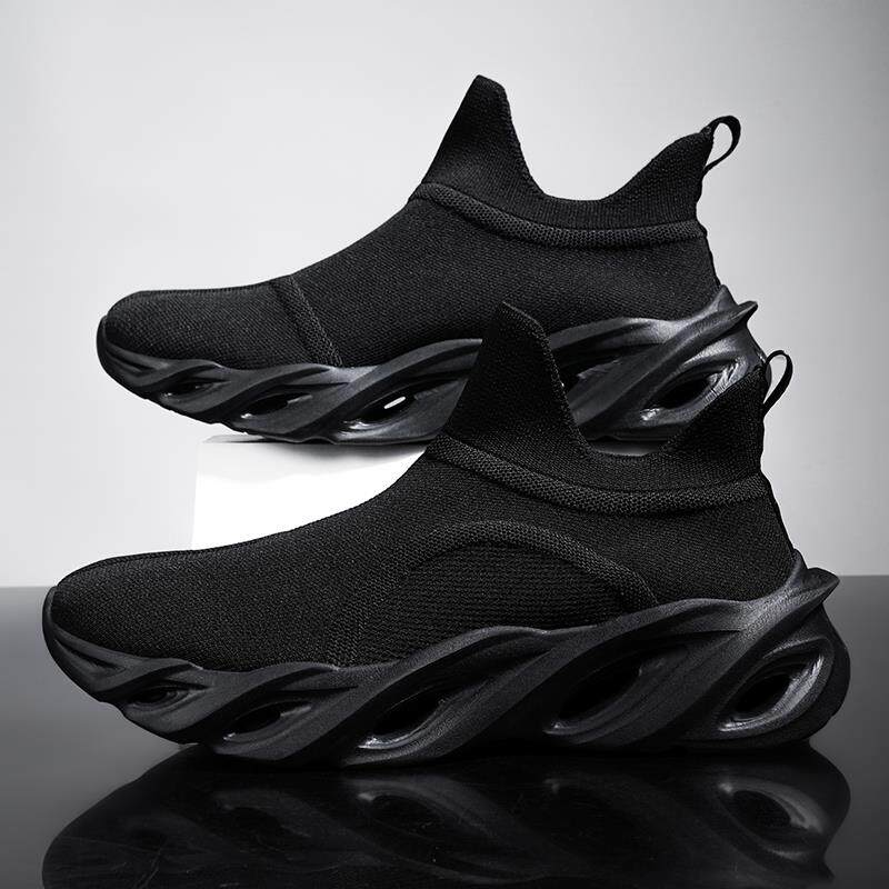 刀锋男鞋秋季飞织网面黑色运动鞋青少年休闲百搭夏季厚底老爹潮鞋