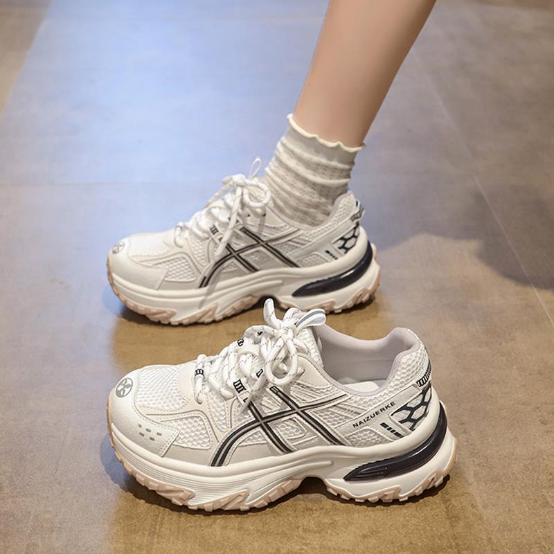 覆古老爹鞋女款2025新款秋季网面厚底增高鞋轻便防滑不累脚运动鞋