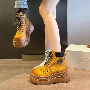 马丁靴女款2025新款春秋英伦风小个子厚底增高短靴高级感大头靴子