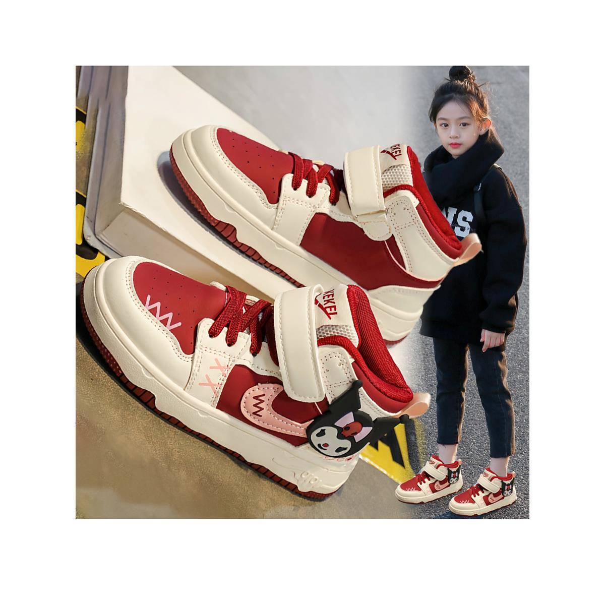 女童运动鞋2025秋季儿童皮面板鞋中大童秋冬保暖二棉鞋软底跑步鞋