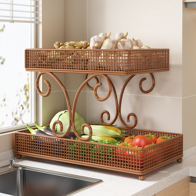 厨房台面蔬菜收纳篮水果菜篮子桌面置物架台上放菜神器姜蒜收纳筐