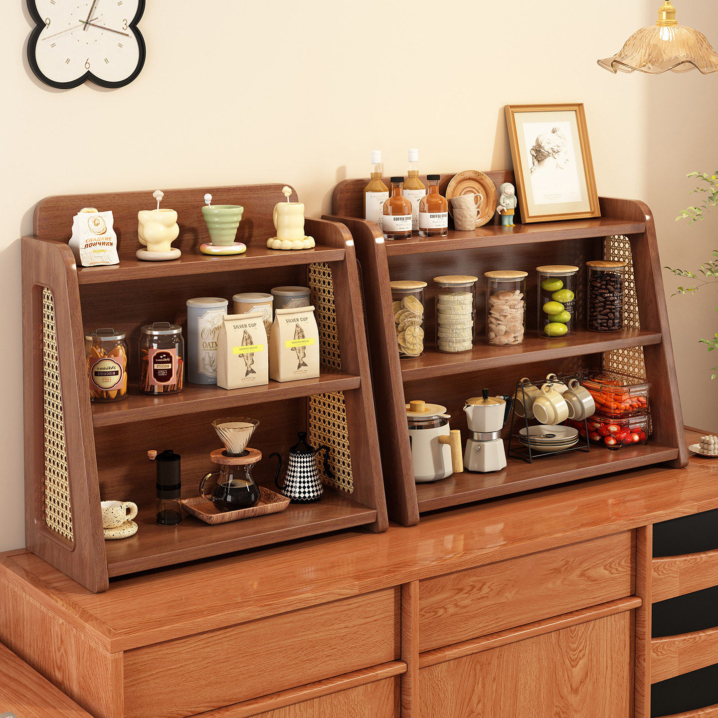 中古风桌面置物架家用多层台面零食分层架子厨房餐桌上水杯放置柜,住宅家具,搁板/置物架/家用陈列架,淘宝优惠券,粉丝福利购,淘宝优惠卷