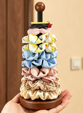 立式发绳大肠发圈收纳杆旋转发饰置物架高颜值橡皮筋鲨鱼夹展示架