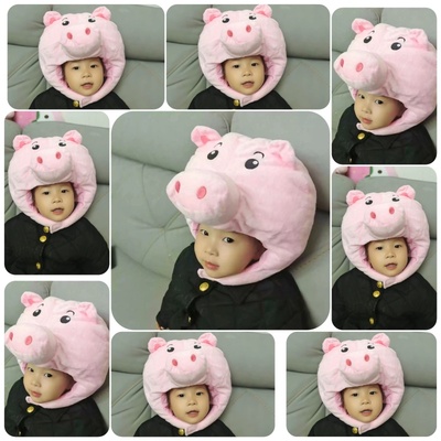 可爱搞怪猪头套帽子拍照装扮道具
