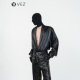 VE2 垂感衬衣 男女禁欲系夜店演出韩版 小众光泽仿皮深V领长袖 衬衫