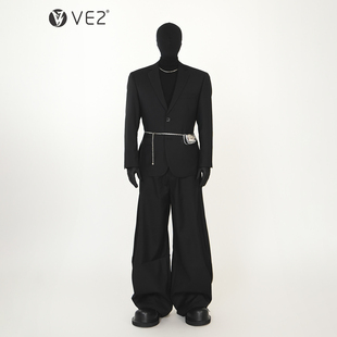 男廓形免烫垫肩休闲西装 正肩西服套装 伴郎二件套 cleanfit四季 VE2