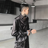 得仔春缎面衬衫 醋酸免烫防皱休闲男高级感 衬衣修身 男士 丝绸缎长袖