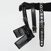 VE2 高级感赛博朋克机车腰带腰包PU皮手机包先锋嘻哈说唱哥特皮带