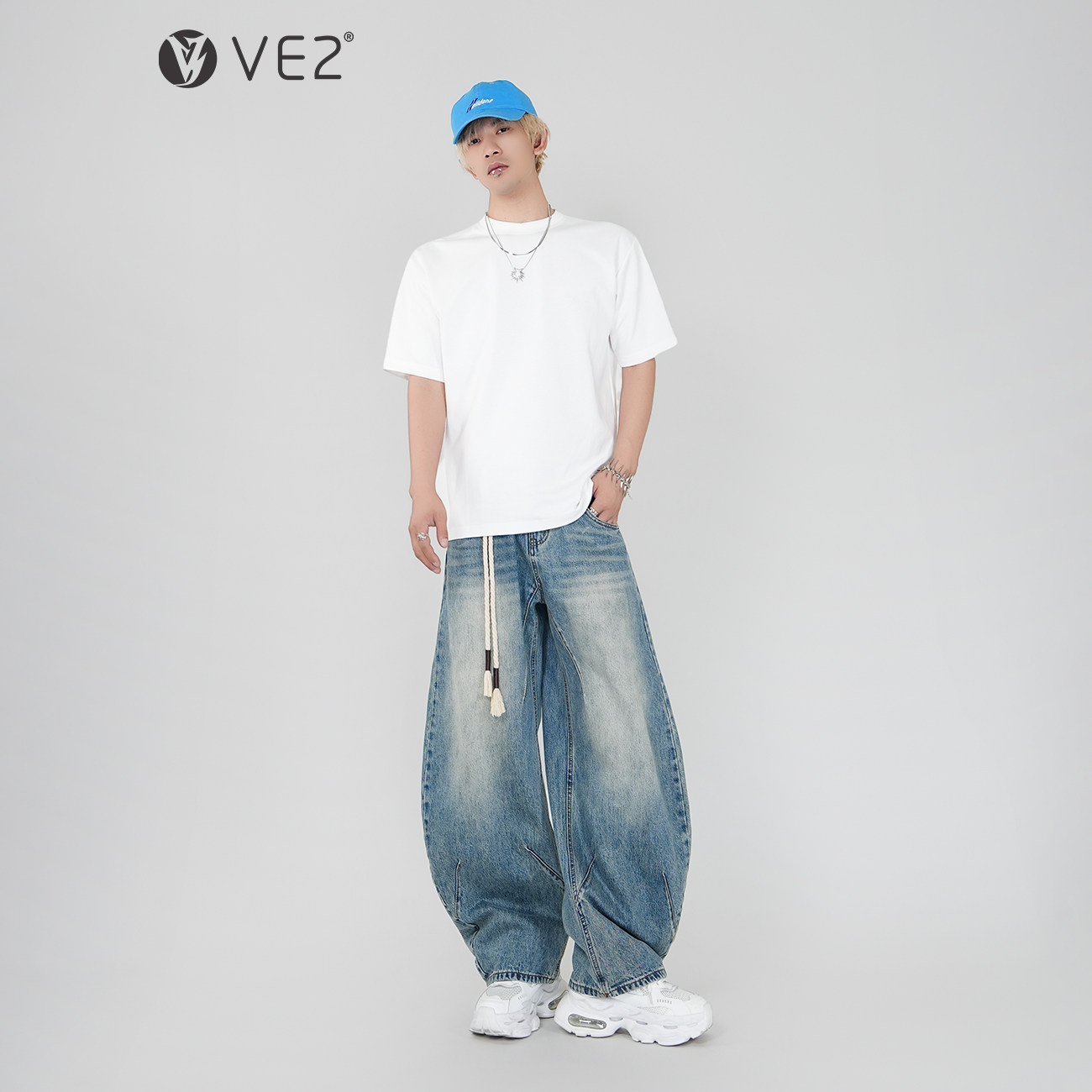 VE2 重磅廓形小白T恤男女百搭小领口抗皱短袖基础款纯色宽松打底,男装,T恤,淘宝优惠券,粉丝福利购,淘宝优惠卷