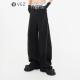 直筒裤 VE2 男宽松休闲西裤 痞帅抗皱拖地裤 金属铆钉设计师款 弯刀裤