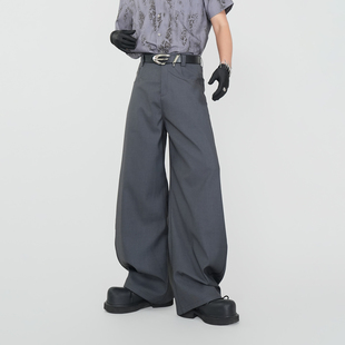 四季 抗皱阔腿裤 百搭灰色简约cleanfit弯刀裤 裤 男免烫廓形西装 VE2