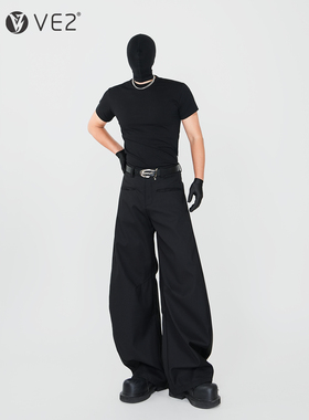 VE2 cleanfit简约夏季百搭纯色小领口短袖T恤男小版修身肌理半袖