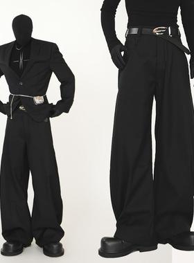 VE2 cleanfit高级感廓形弯刀西裤阔腿裤男休闲西裤挺阔抗皱长裤