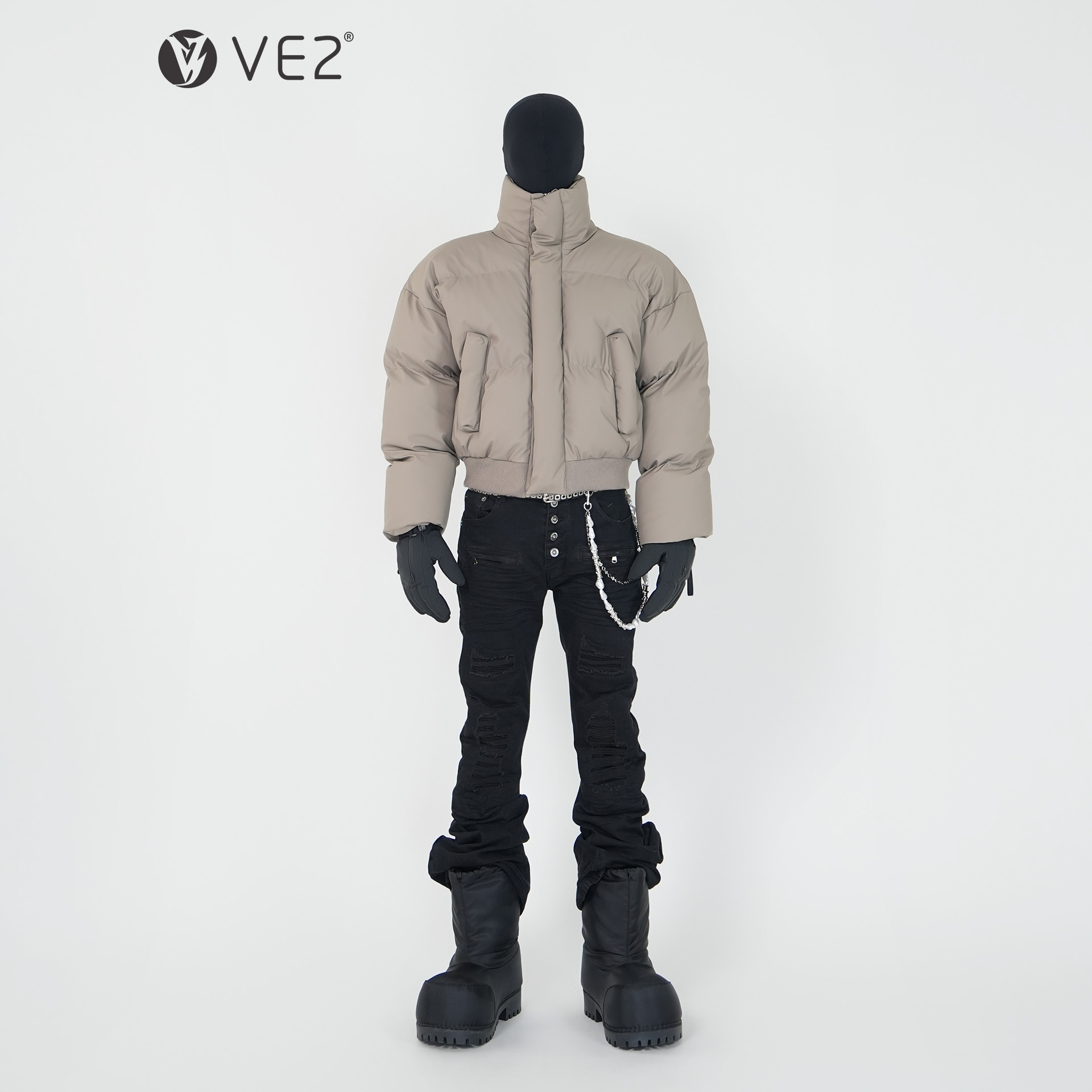 VE2暗黑先锋重磅立领短款棉服