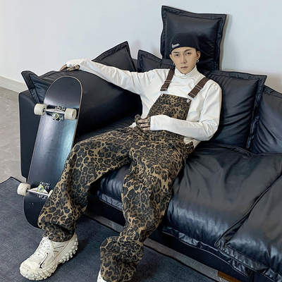 我叫得仔拉链长裤做旧四季背带裤