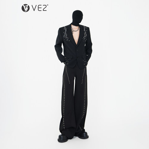 VE2高级感铆钉赛博朋克西服套装