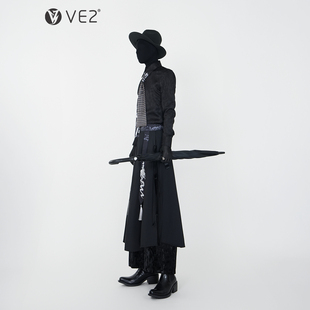 男质感廓形发型师衬衣打底衫 VE2 衬衫 长袖 高级感立体褶皱纹理修身