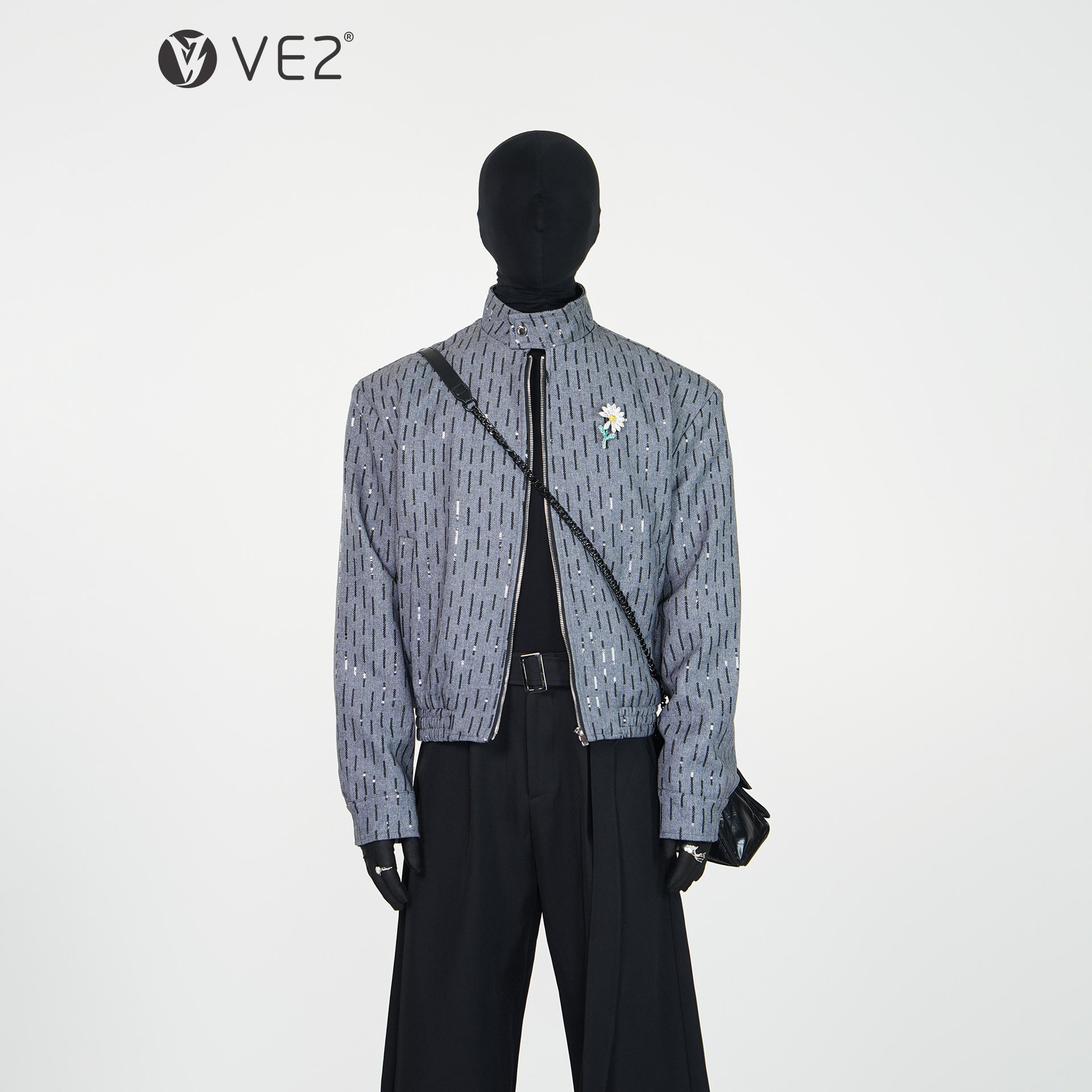 VE2高级感亮面鳞片短款夹克
