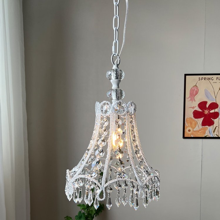 法式轻奢皇冠水晶吊灯 卧室床头灯餐厅白色楼梯过道玄关门厅灯具