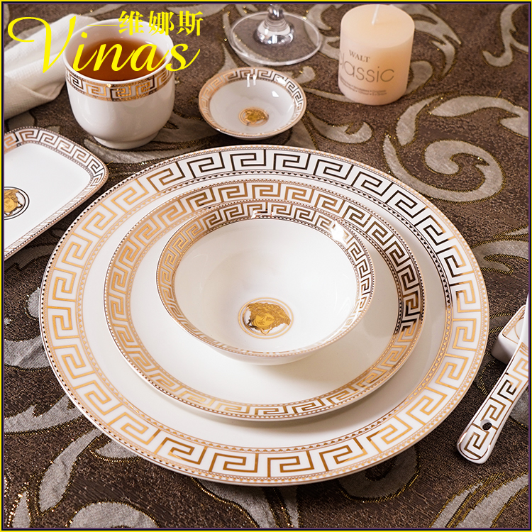 厨房饭店包厢摆台碗盘骨瓷餐具