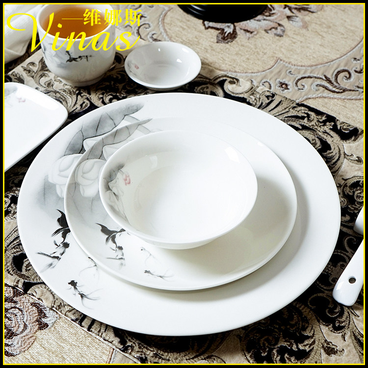 厨房餐饮盘子陶瓷碟碗星级酒店豪华饭店餐具包厢骨瓷餐具摆台套装,餐饮具,盘,淘宝优惠券,粉丝福利购,淘宝优惠卷