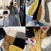 NAOAO搭配王者本期b入纯色 麻花女 小马标含30%羊毛针织围巾自留款