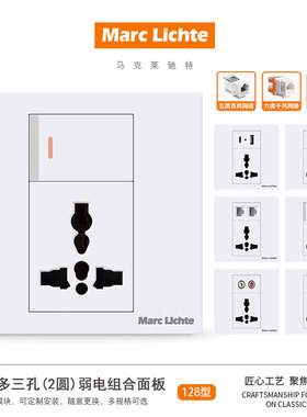 多功能三孔带usb86型暗装LC光纤英标万能三孔带开关网络HDMI面板