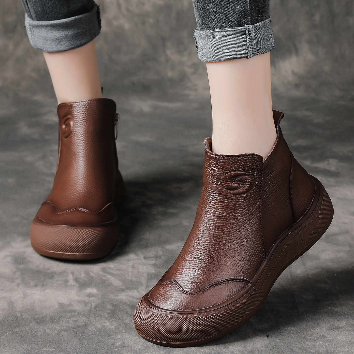 头层牛皮妈妈棉鞋女冬季新款加绒雪地靴女厚底鞋中老年棉皮鞋女鞋