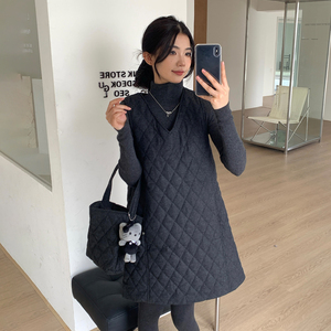 送包包三件套格子棉裙高领针织衫加背心连衣裙套装8112-P159-K209，女装连衣裙，浙宝280