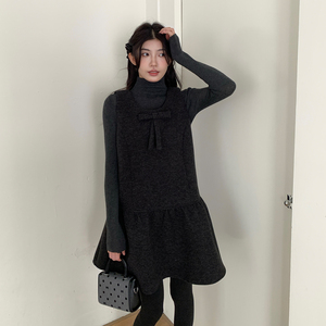 大蝴蝶结a版宽松大版两件套装下摆A版背心裙8165-B280-P145-K195，女装连衣裙，浙宝280