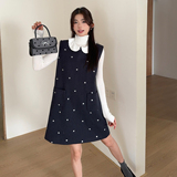 (有现货)两件套小香风毛呢两件套爱心A背心连衣裙B280-P165-K205，女装连衣裙，浙宝280