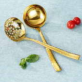 304不锈钢金色汤勺漏勺筷子套装 轻奢家用火锅店会所加厚勺防烫