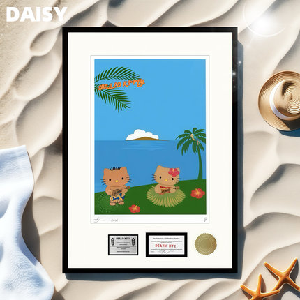 death nyc爆款黑皮hello Kitty在度假卧室客厅玄关装饰画挂画