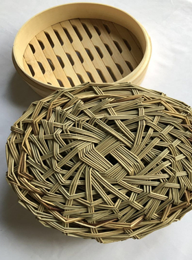 蒸笼垫不粘草垫圆形 蒸包草垫竹子小笼包藤草编垫子9-80cm不锈钢