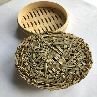 蒸笼垫不粘草垫圆形 蒸包草垫竹子小笼包藤草编垫子9-80cm不锈钢