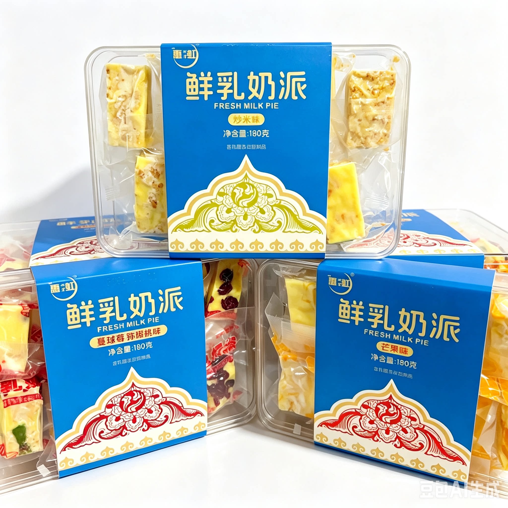 内蒙古锡盟特产蓝旗惠虹鲜乳奶派芒果炒米蔓越莓猕猴桃盒装180克