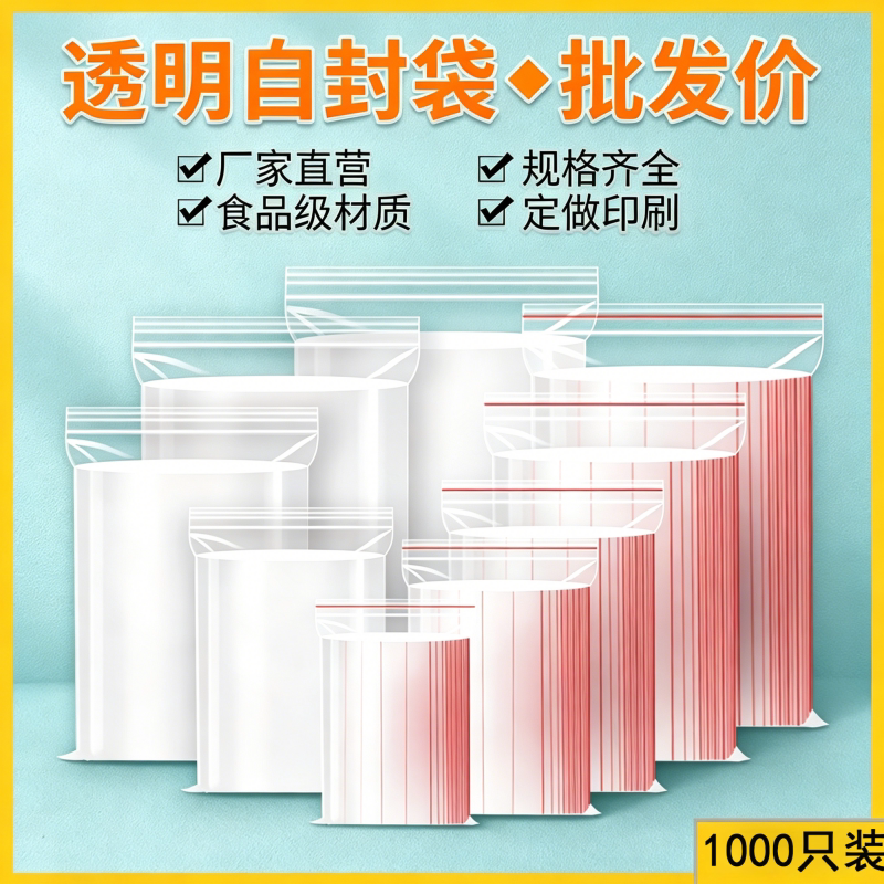 自封袋透明加厚密封袋小食品封口袋打包塑封袋样品袋塑料包装袋子