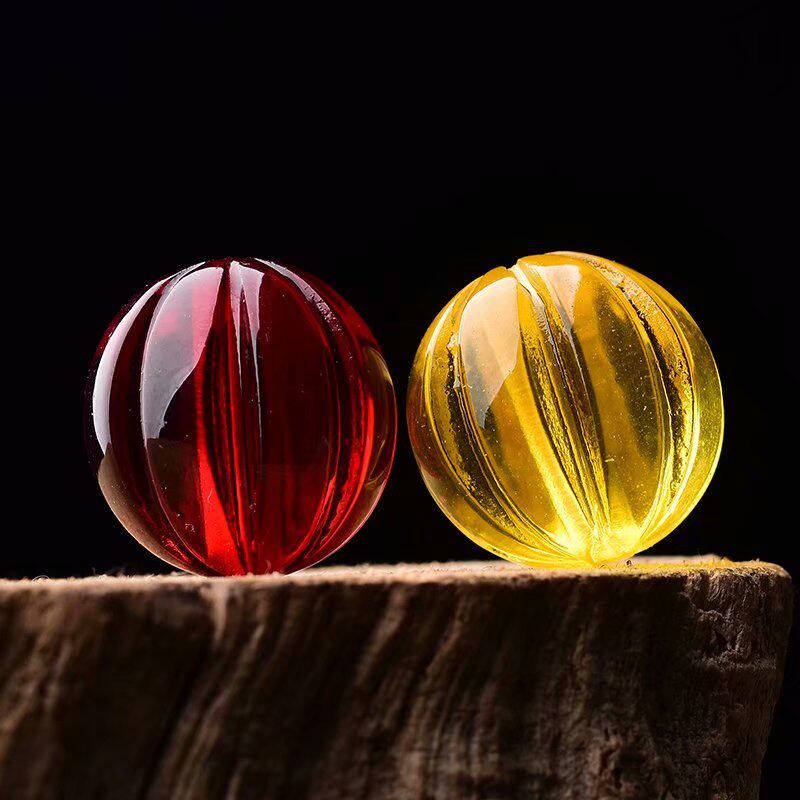 天然琥珀蜜蜡金珀南瓜珠散珠子血泊单珠串珠子隔珠耳坠文玩配饰品