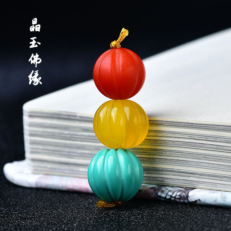 红绿灯南瓜圆珠配珠蜜蜡绿松石南红套装配饰手串金刚星月菩提散珠