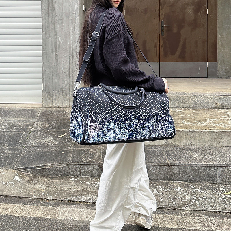 满天星彩钻旅行包2026新款水钻blin手提健身包通勤帆布行李登机包