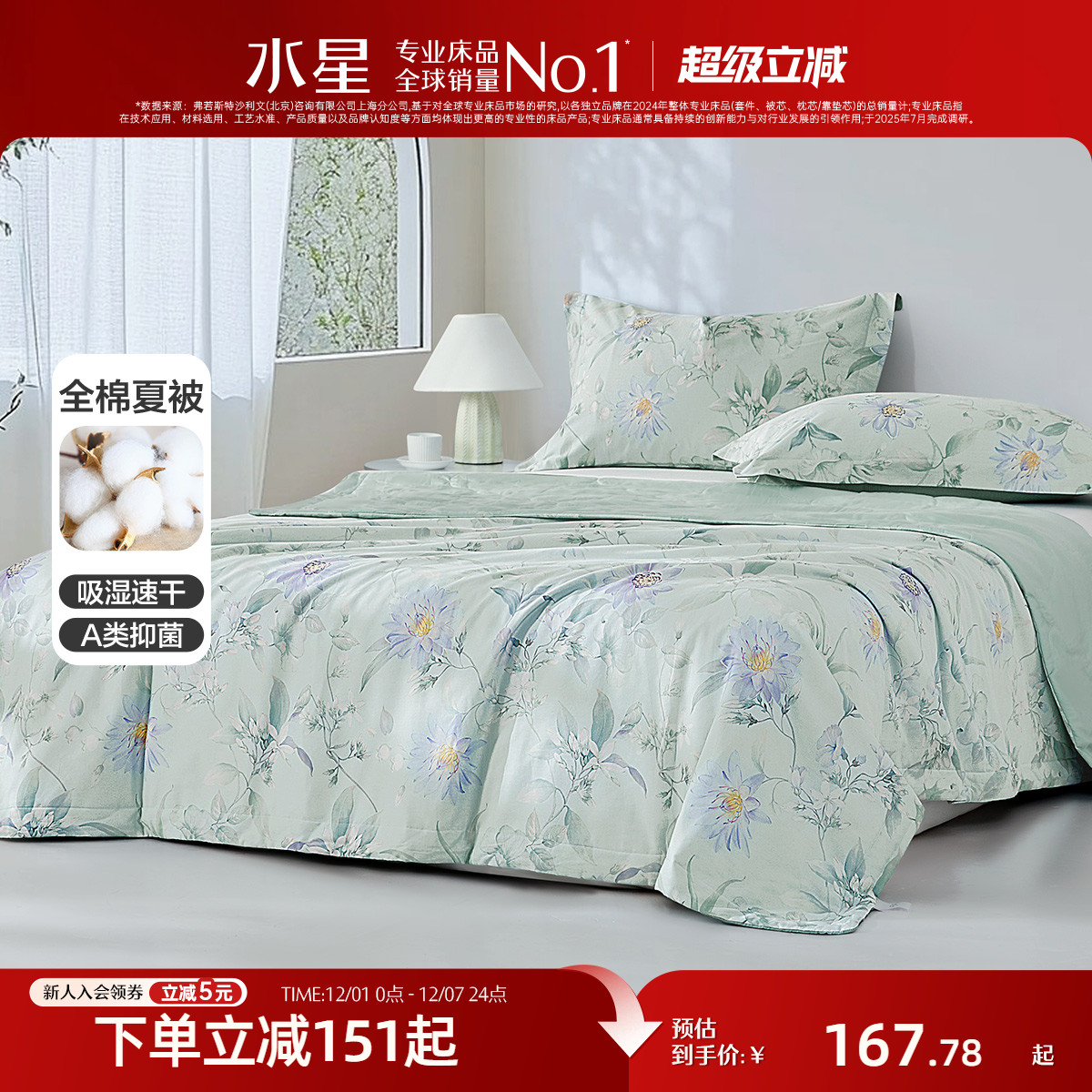 40S全棉面料夏被抗菌空调被