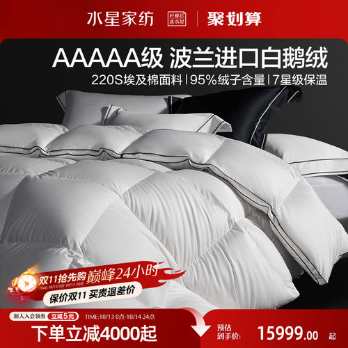 水星家纺波兰进口95白鹅绒冬被