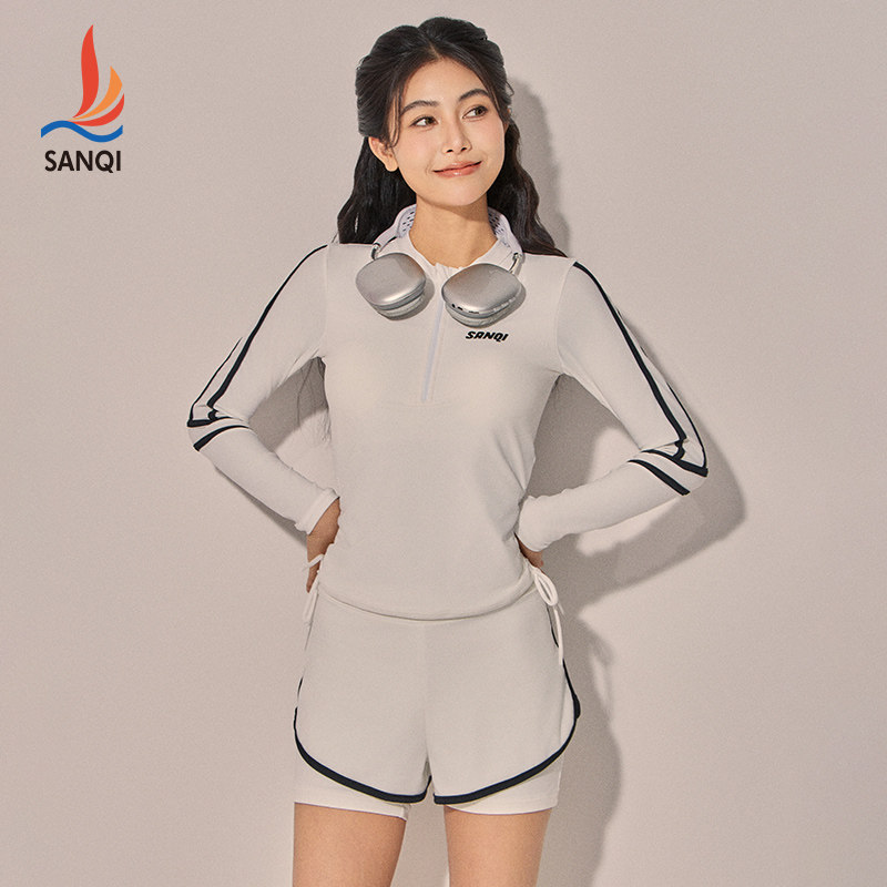 三奇分体泳衣女款保守2026新款游泳馆专用大码长袖防晒运动游泳装