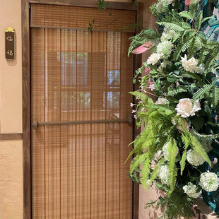 竹门帘卷帘餐厅民宿升降竹卷帘复古竹帘子可升降卷帘竹门窗帘 中式
