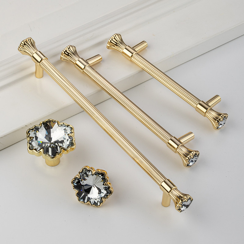 法式轻奢柜门拉手现代简约橱柜衣柜子抽屉水晶钻石把手