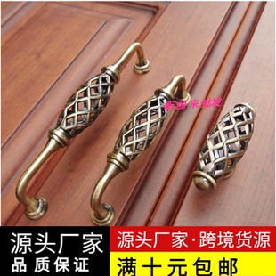 青古铜鸟笼拉手欧式田园柜门把手仿古螺旋鸟巢拉手家具小拉手